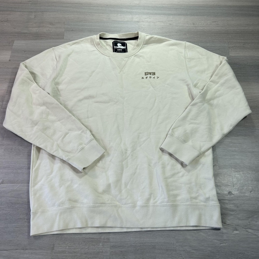 Edwin Sweatshirt Mens XL White Base Crewneck Fleece Pullover Graphic Logo